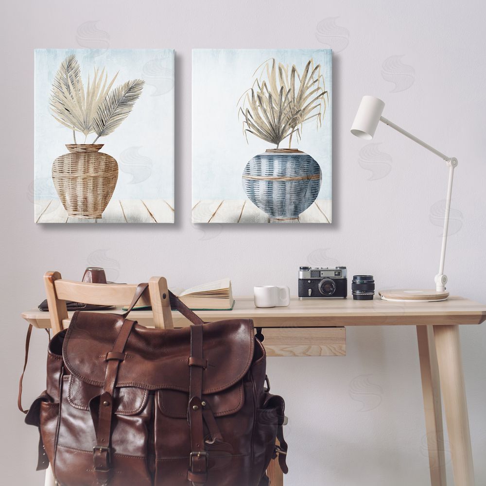 Kim Allen Palms in Rattan Planters Canvas Wall Art Print in Room