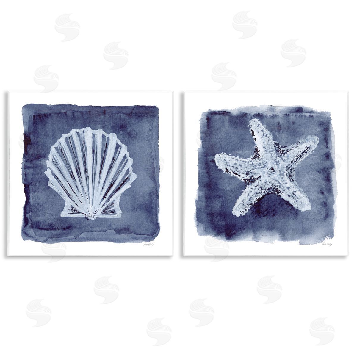 Patti Bishop Shell & Starfish Impressions Wooden Wall Plaque Art Print