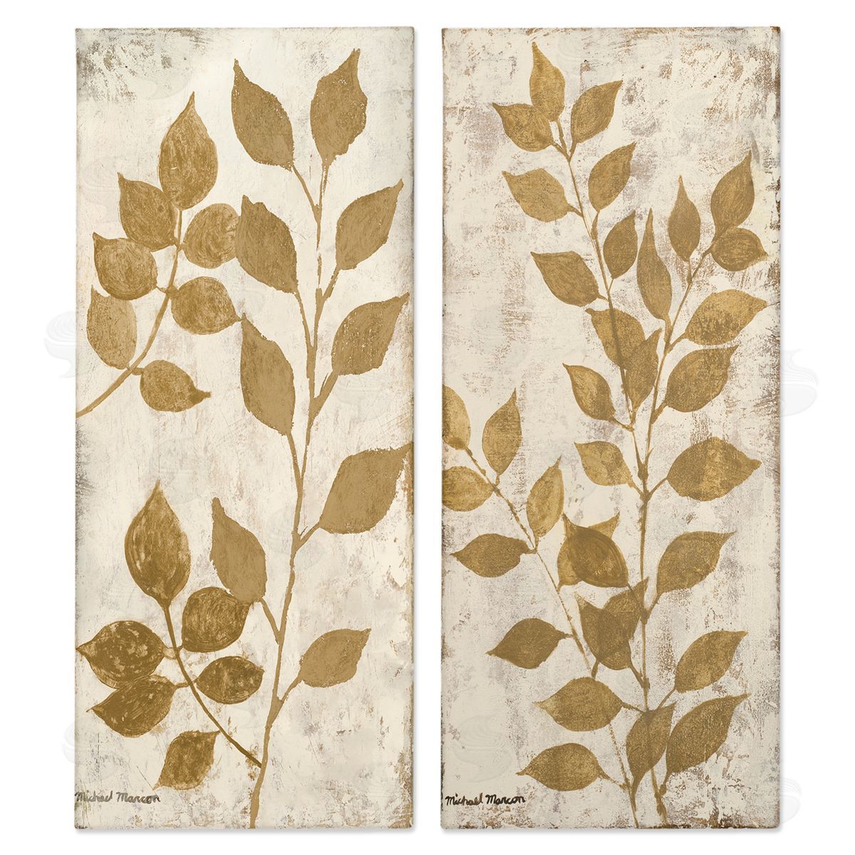 Michael Marcon Distressed Natural Leaves Canvas Wall Art Print