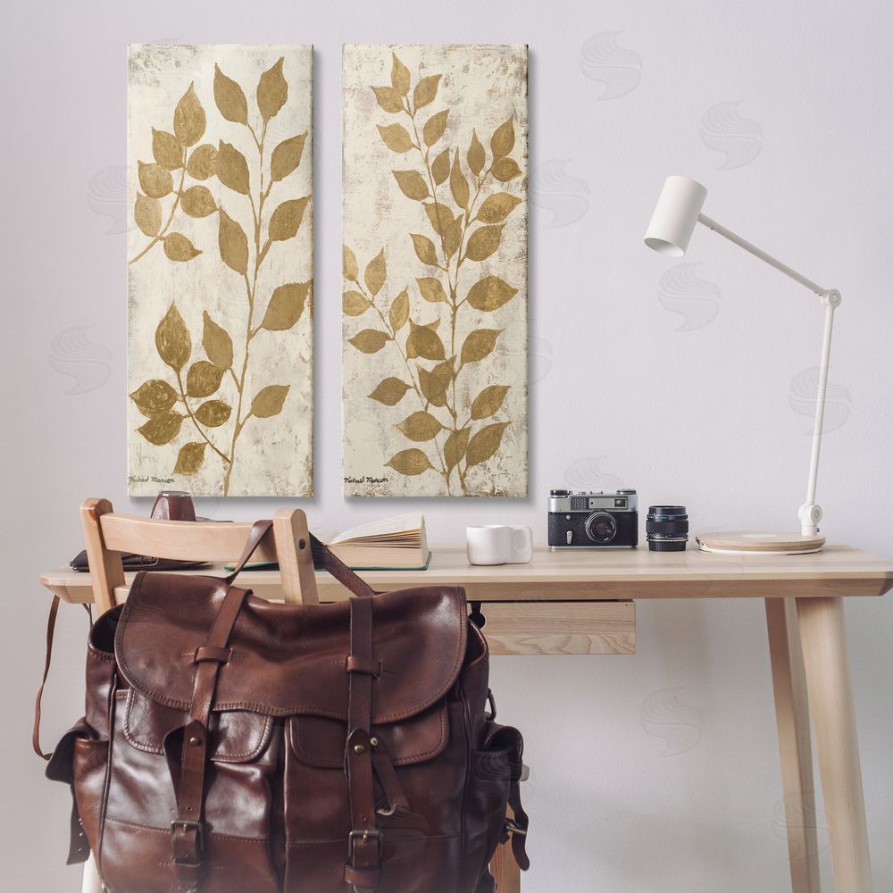 Michael Marcon Distressed Natural Leaves Canvas Wall Art Print in Room