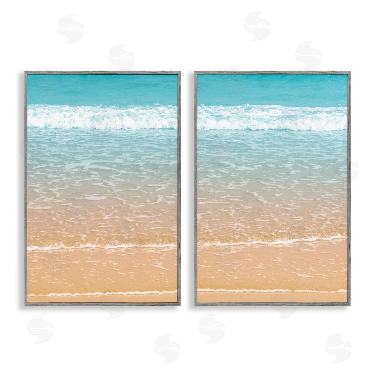 Nataly White Vivid Calming Beach Views Gray Framed Giclee Wall Art Print
