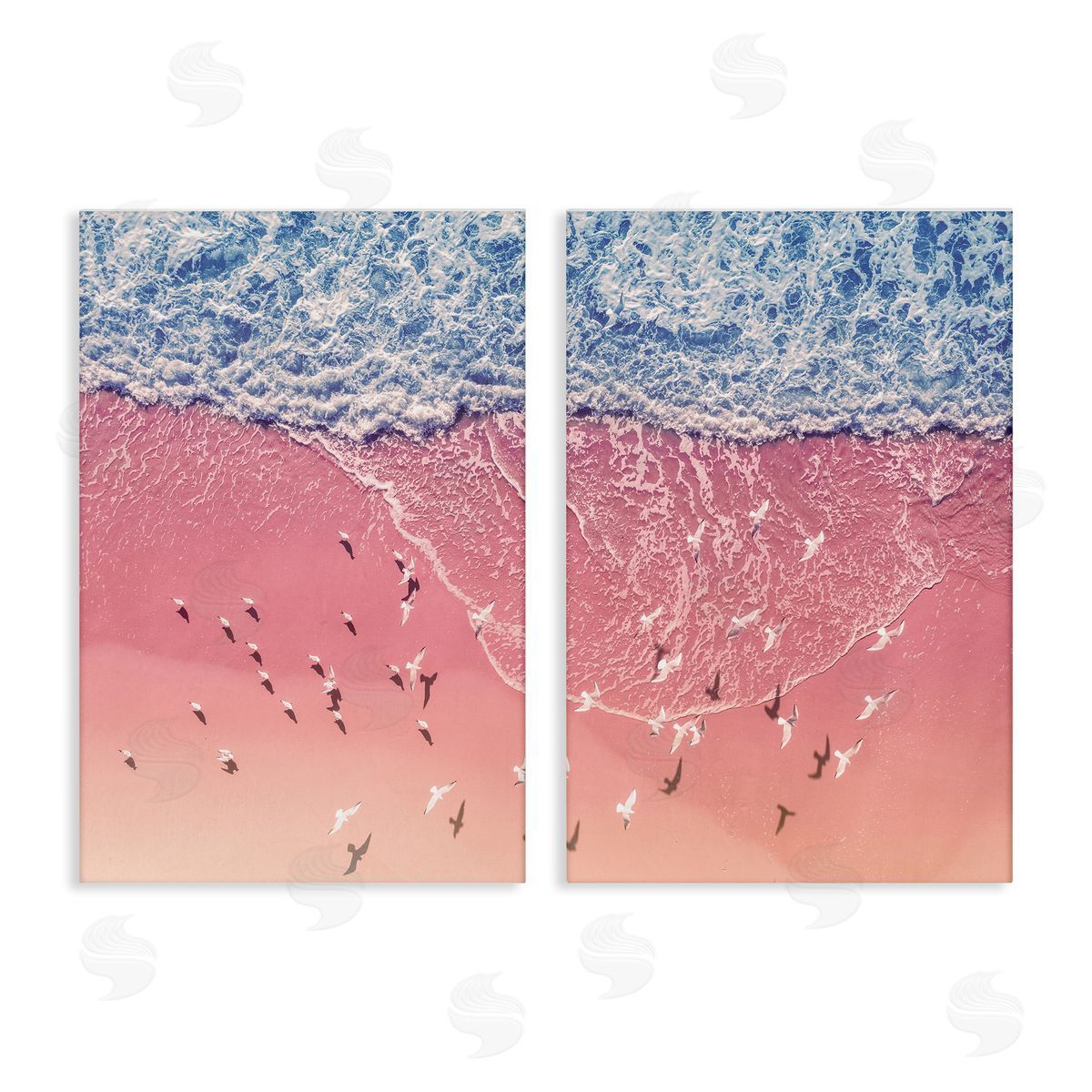 Nataly White Minimalist Aerial Beach Canvas Wall Art Print