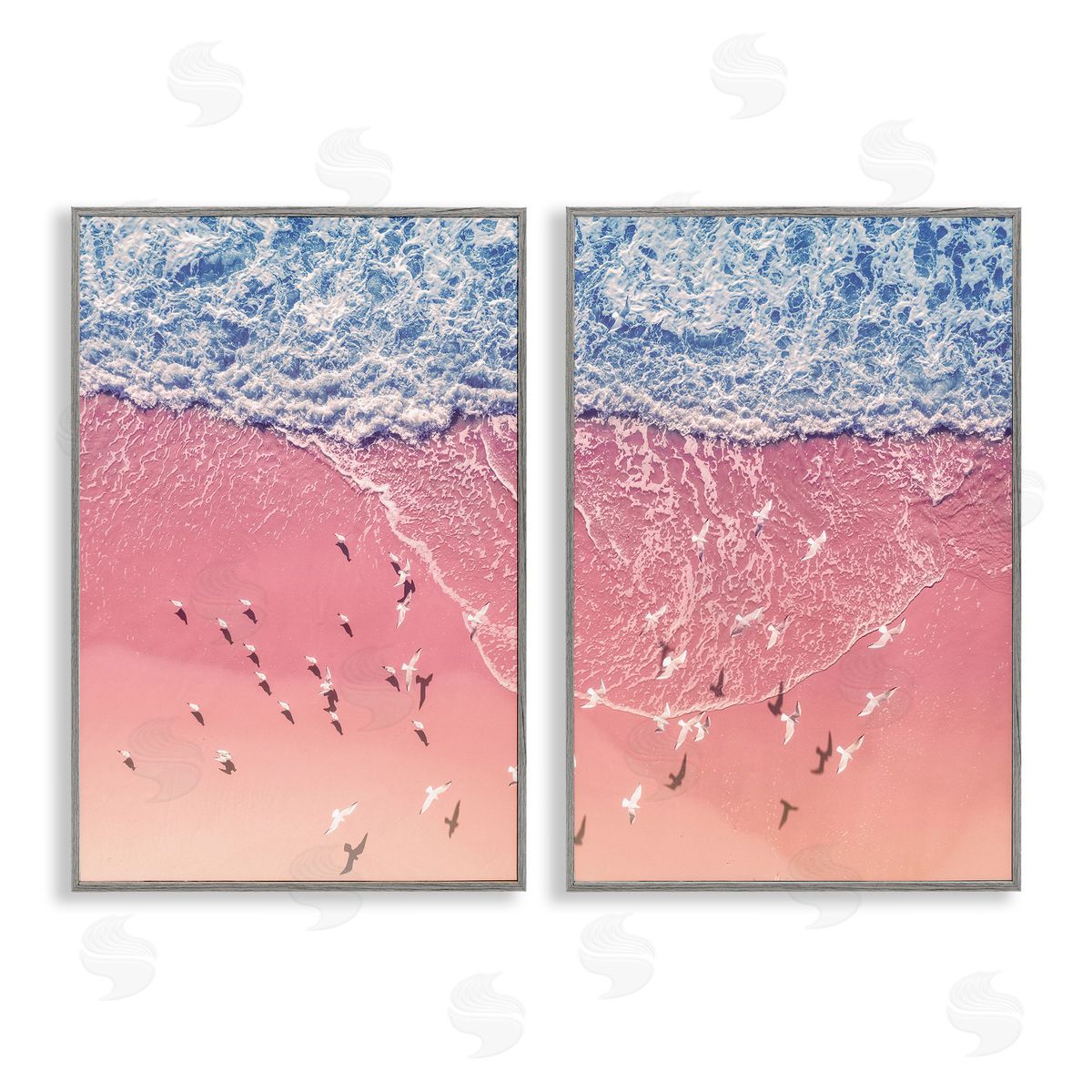 Nataly White Minimalist Aerial Beach Gray Framed Giclee Wall Art Print