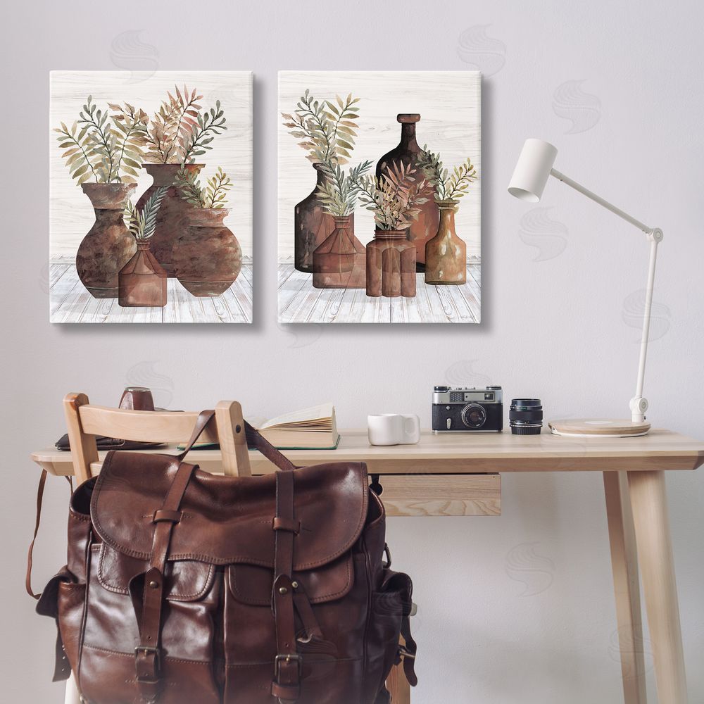 Cindy Jacobs Rustic Jars of Flowers Canvas Wall Art Print in Room