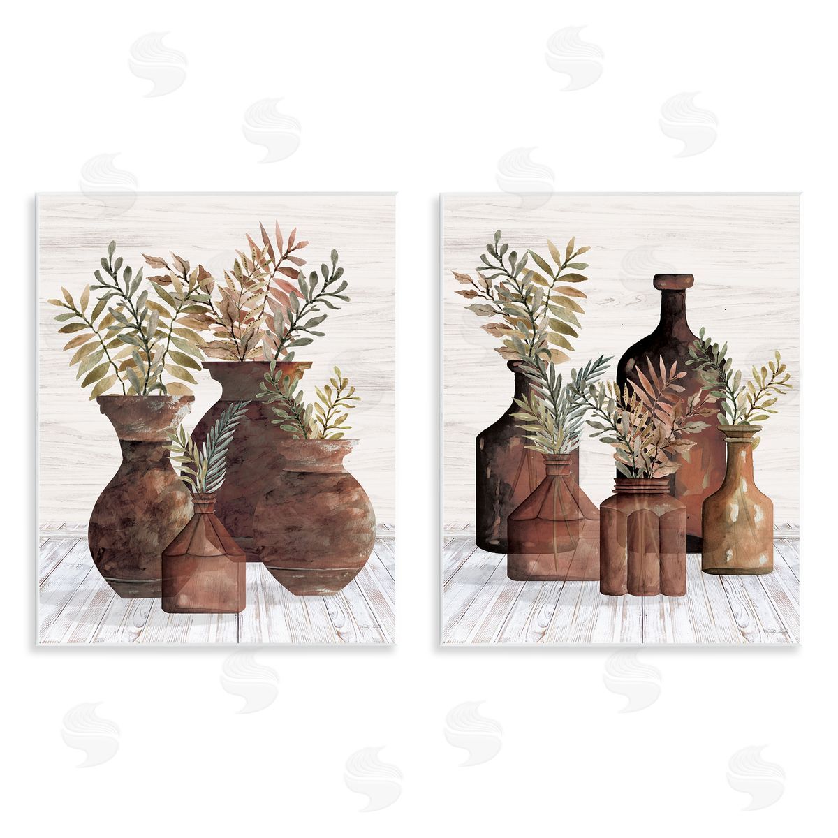 Cindy Jacobs Rustic Jars of Flowers Wooden Wall Plaque Art Print