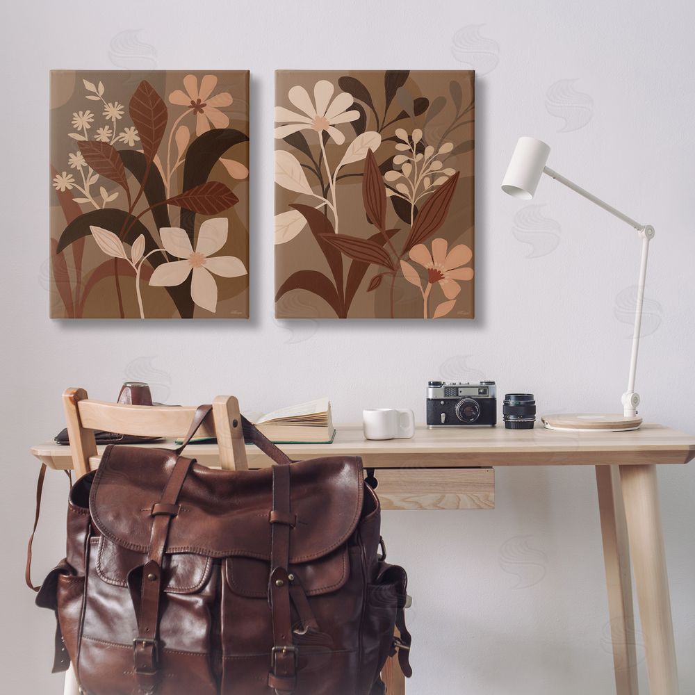 Cat Thurman Designs Modern Boho Flower Bundle Canvas Wall Art Print in Room
