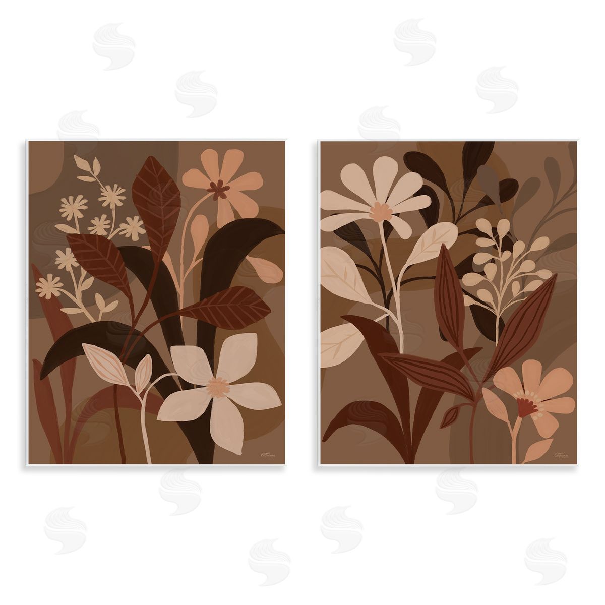Cat Thurman Designs Modern Boho Flower Bundle Wooden Wall Plaque Art Print