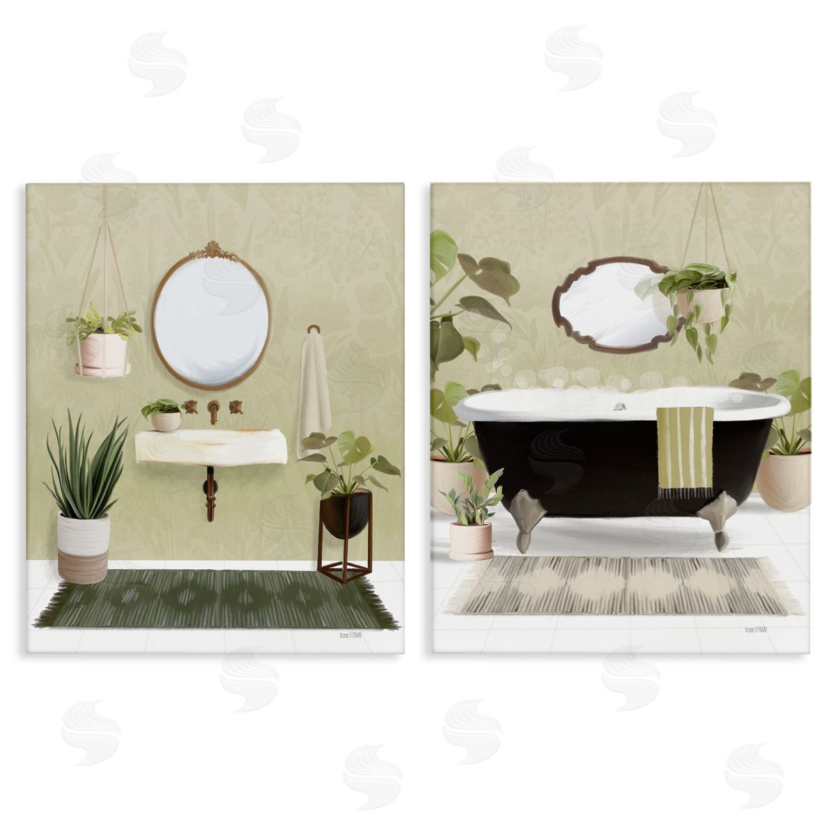 House Fenway Modern Soothing Bathroom Views Canvas Wall Art Print