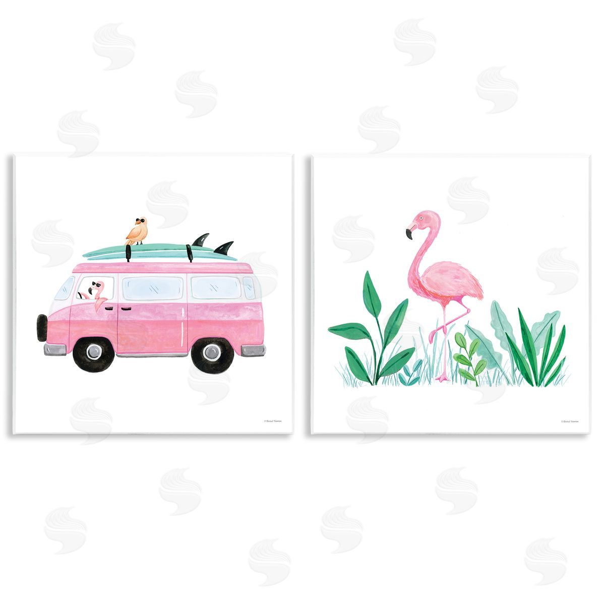 Rachel Nieman Flamingos Tropical Vacation Wooden Wall Plaque Art Print