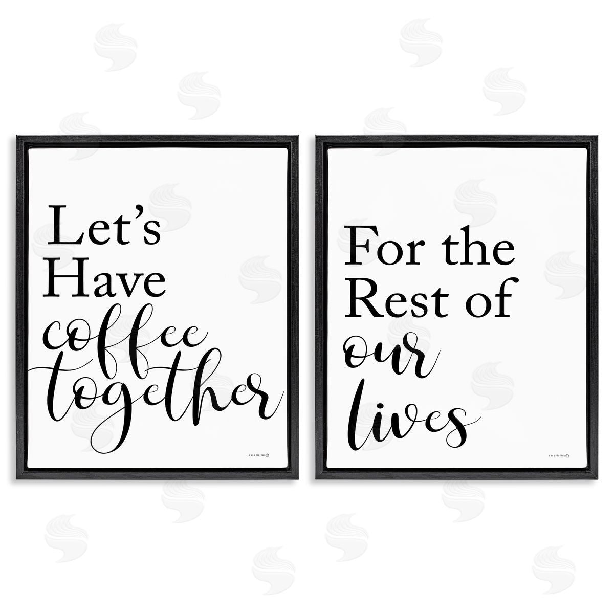 Yass Naffas Designs Romantic Coffee Together Black Floating Frame Canvas Wall Art Print