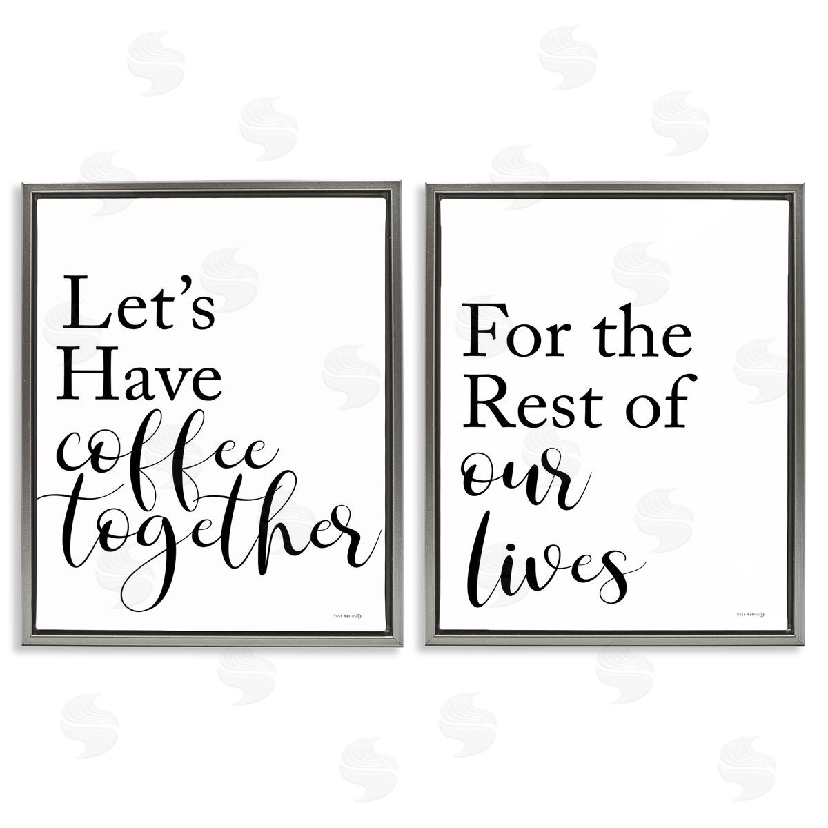 Yass Naffas Designs Romantic Coffee Together Gray Floating Frame Canvas Wall Art Print