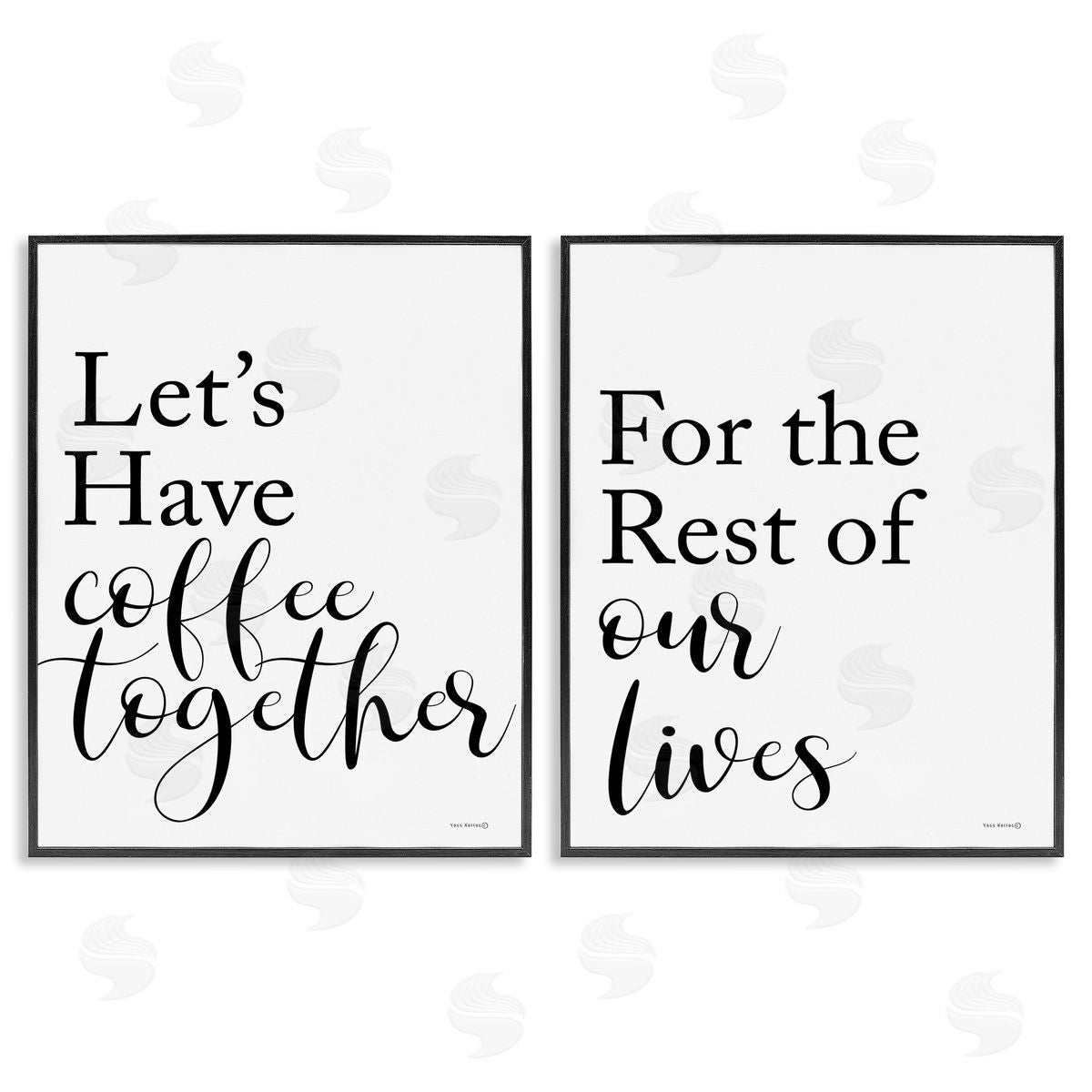 Yass Naffas Designs Romantic Coffee Together Black Framed Giclee Wall Art Print