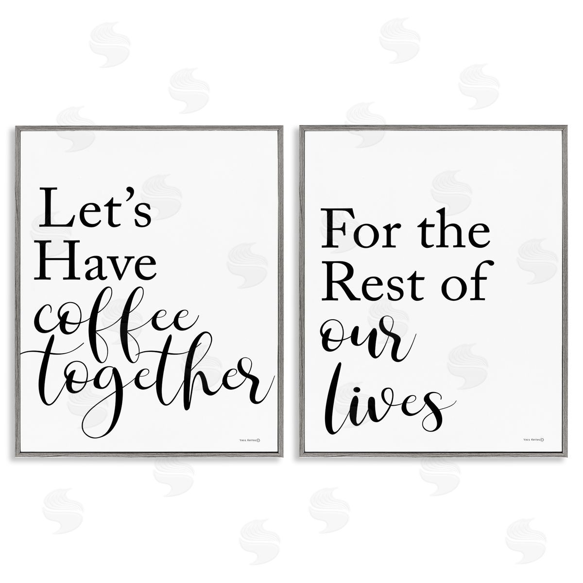 Yass Naffas Designs Romantic Coffee Together Gray Framed Giclee Wall Art Print