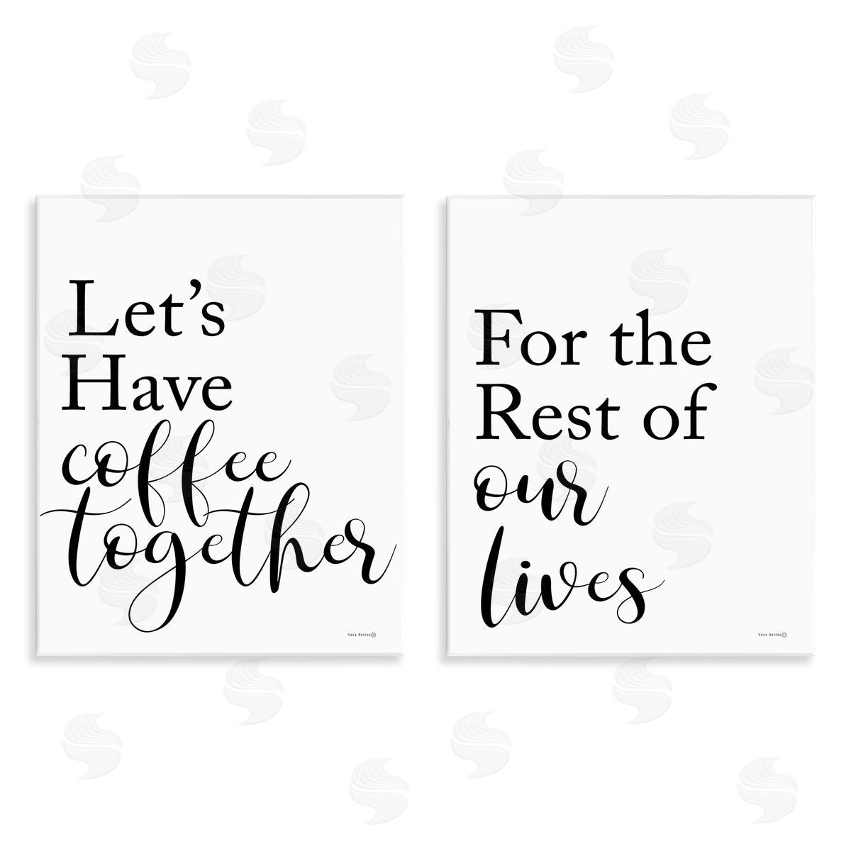 Yass Naffas Designs Romantic Coffee Together Wooden Wall Plaque Art Print