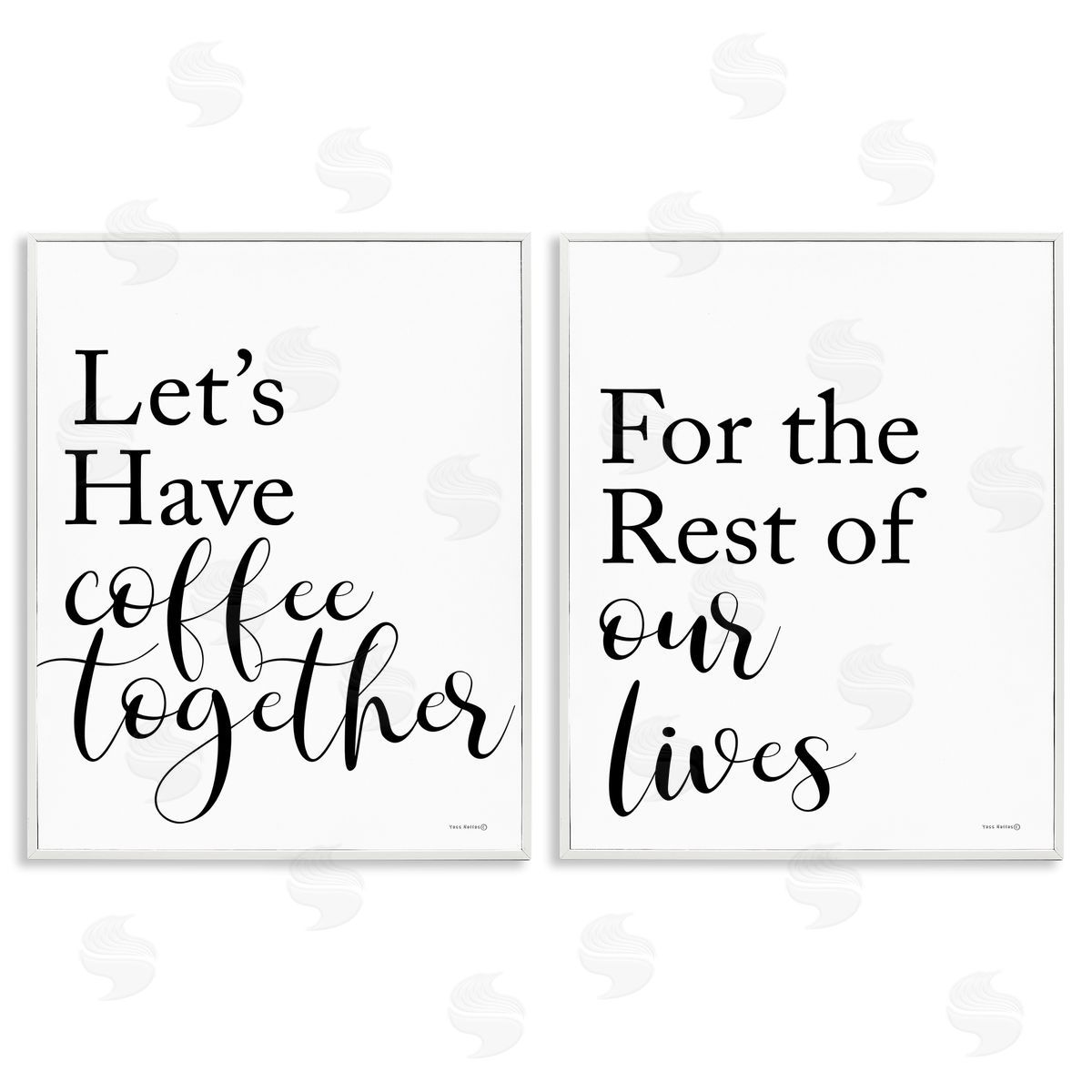 Yass Naffas Designs Romantic Coffee Together White Framed Giclee Wall Art Print