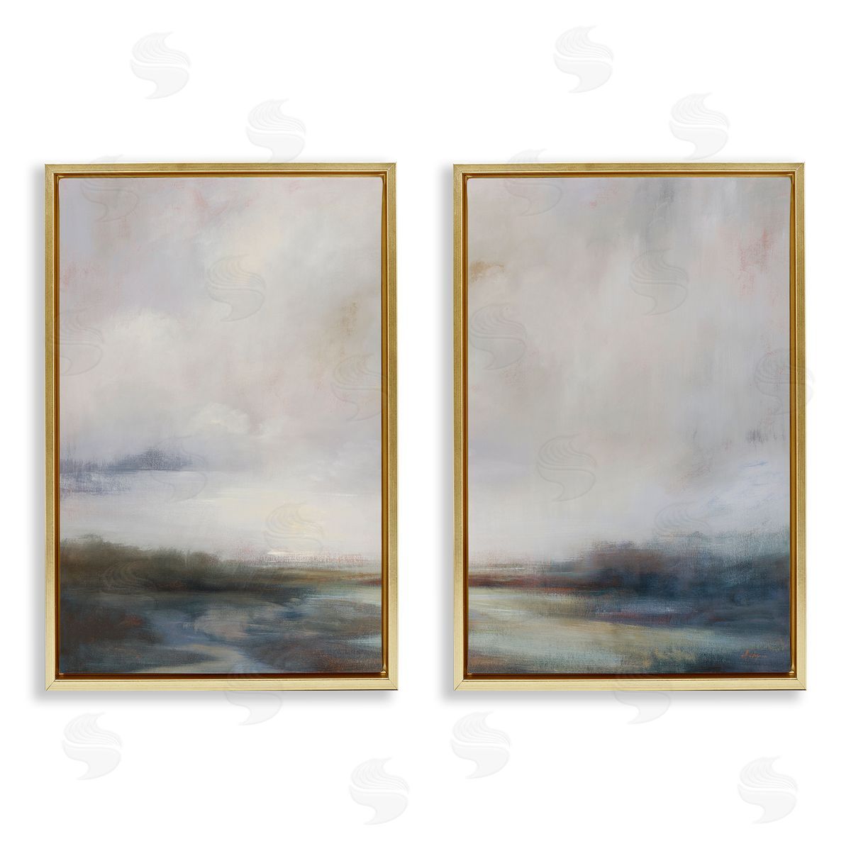 Simon Addyman Moody Clouds Landscape Gold Floating Frame Canvas Wall Art Print