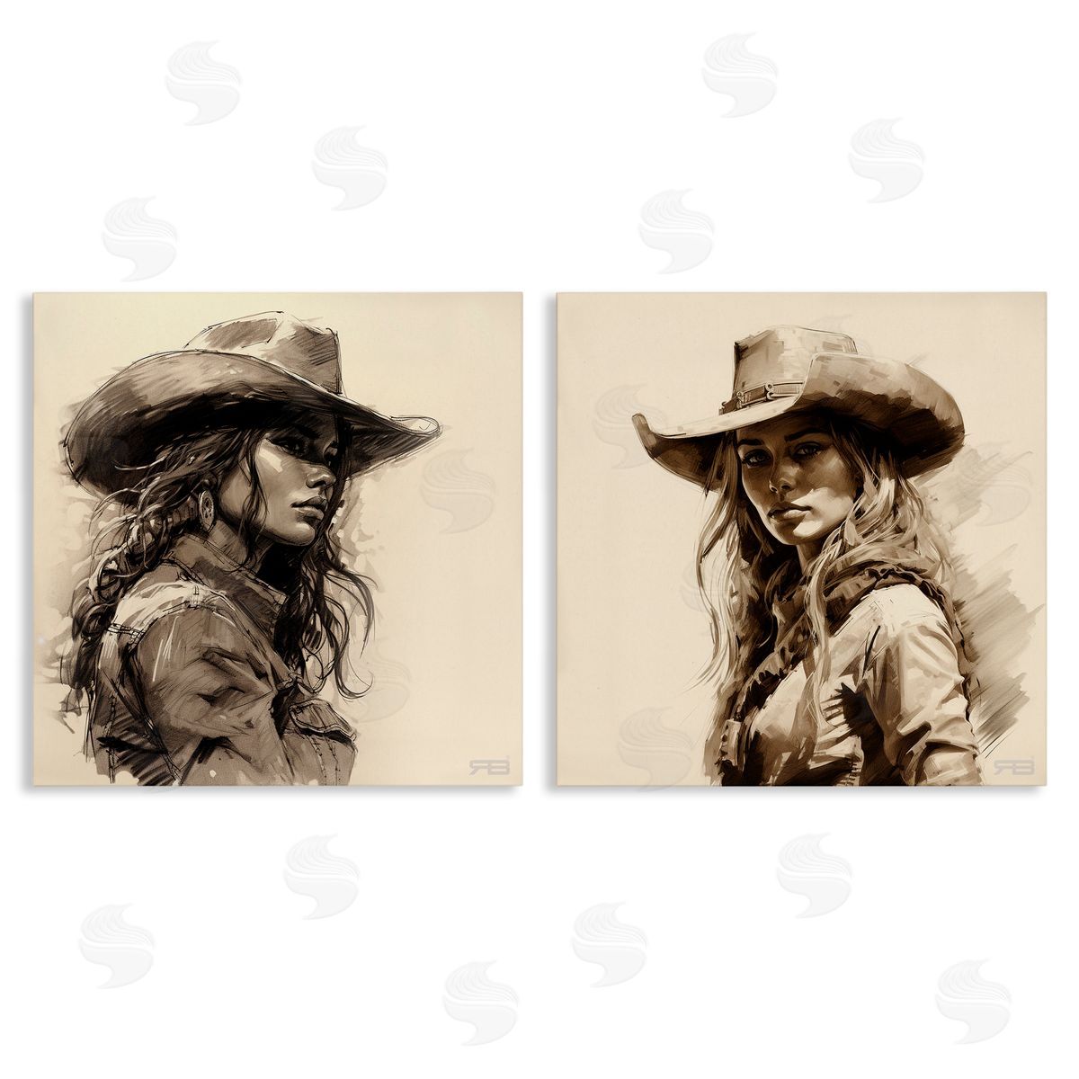 RB Trendy Cowgirl Beauties Canvas Wall Art Print