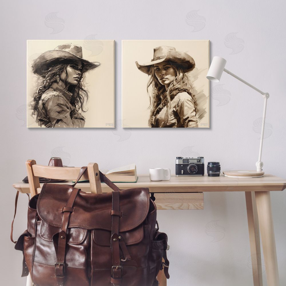 RB Trendy Cowgirl Beauties Canvas Wall Art Print in Room
