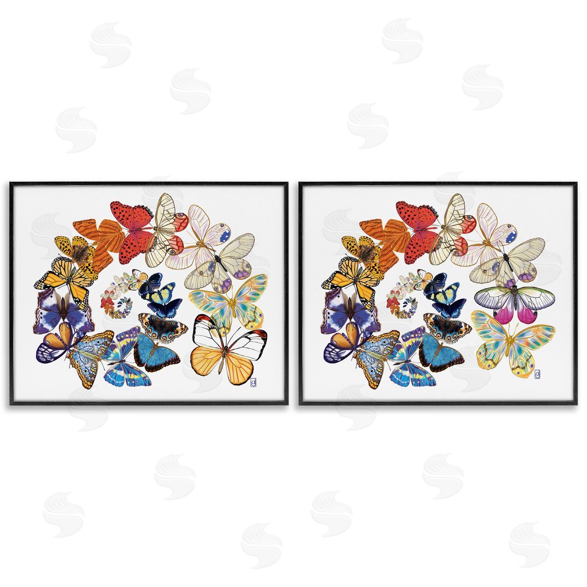 Ann Jasperson Fly Away Butterfly Spirals Black Framed Giclee Wall Art Print