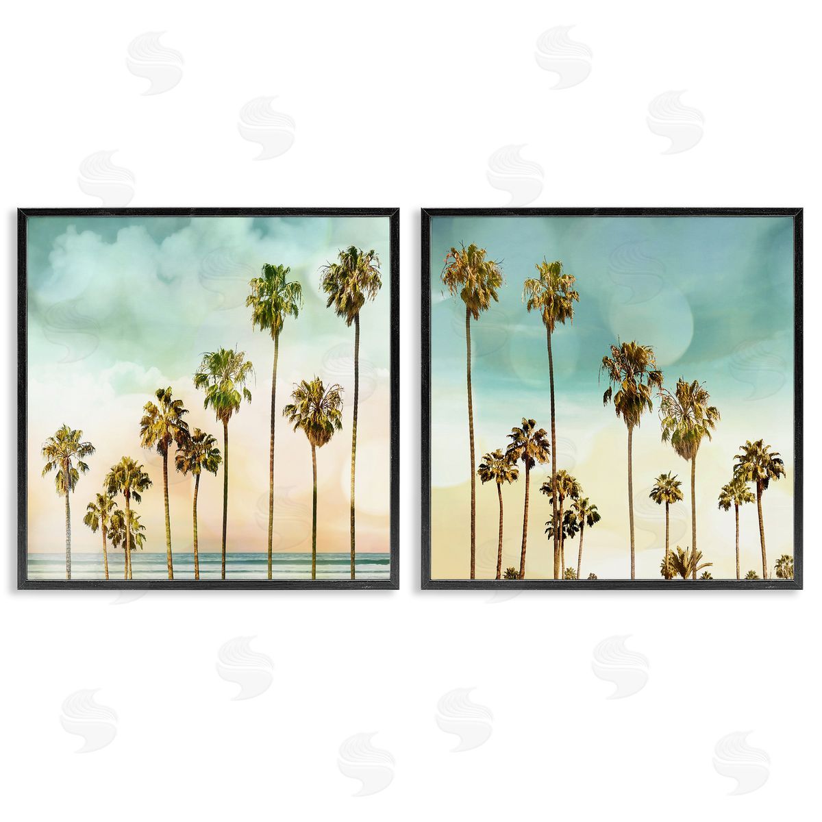 Devon Davis Tropical Palms Increasing Heights Black Framed Giclee Wall Art Print