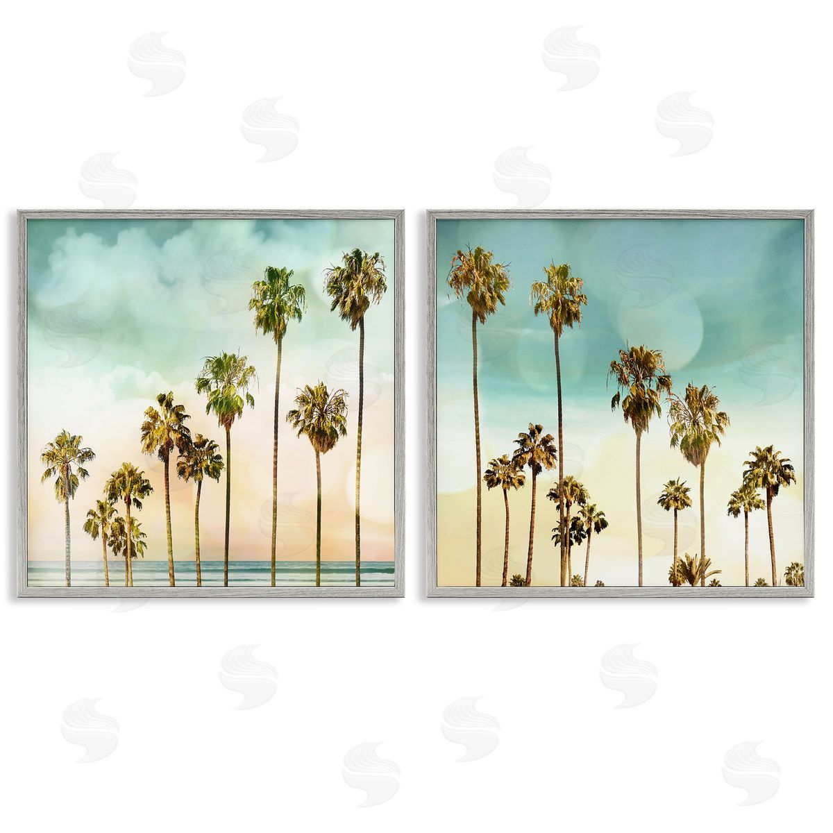 Devon Davis Tropical Palms Increasing Heights Gray Framed Giclee Wall Art Print