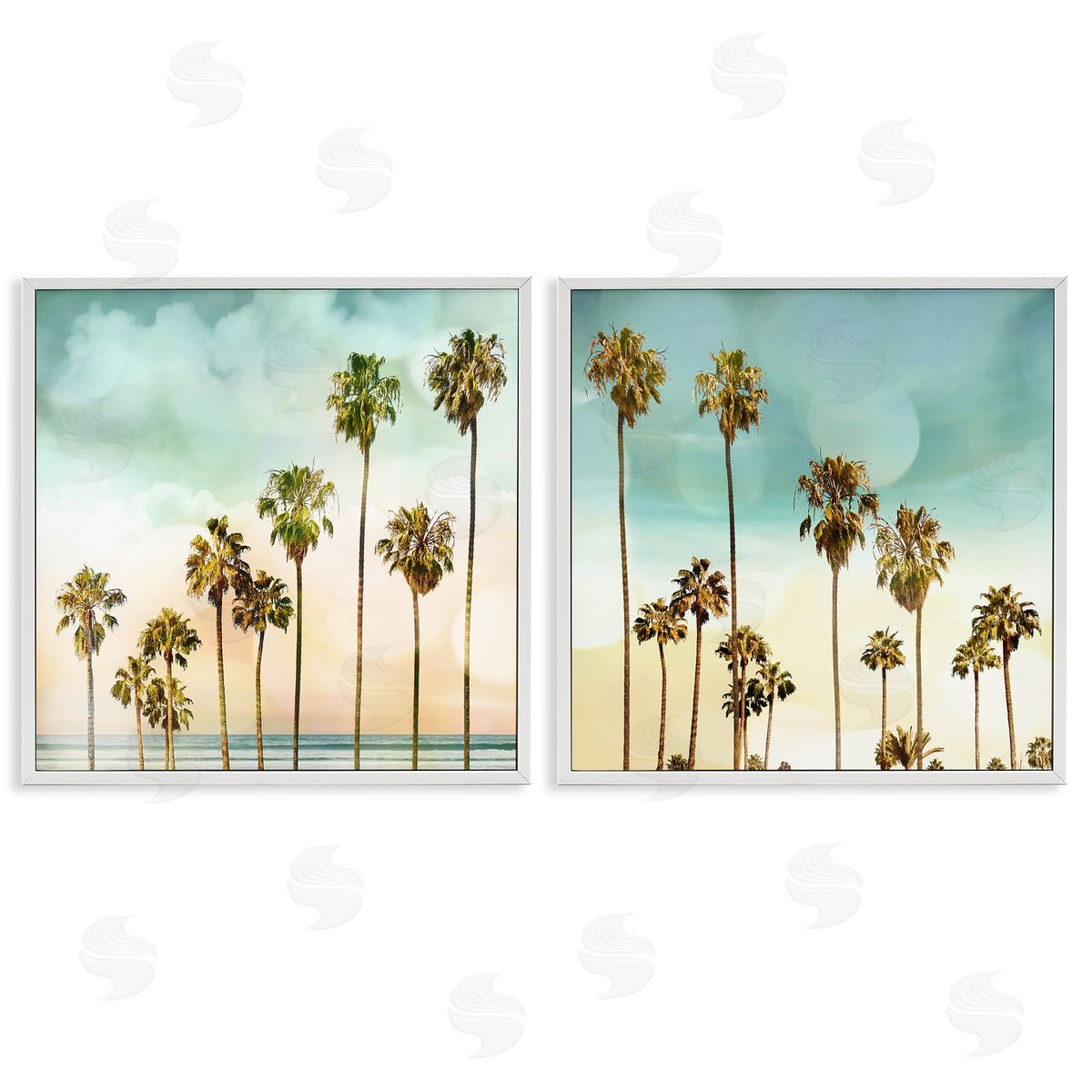 Devon Davis Tropical Palms Increasing Heights White Framed Giclee Wall Art Print