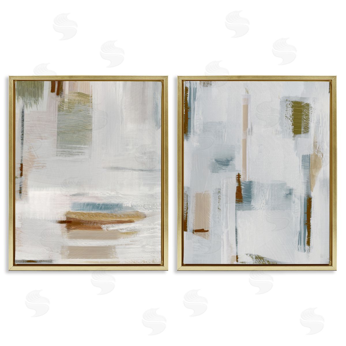 Susan Jill Sophisticated Soft Abstraction Gold Floating Frame Canvas Wall Art Print