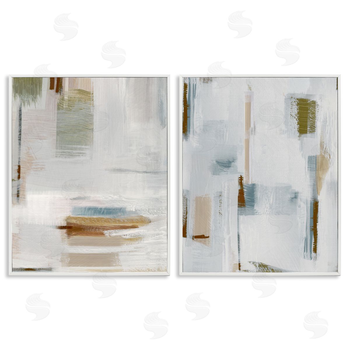 Susan Jill Sophisticated Soft Abstraction White Framed Giclee Wall Art Print