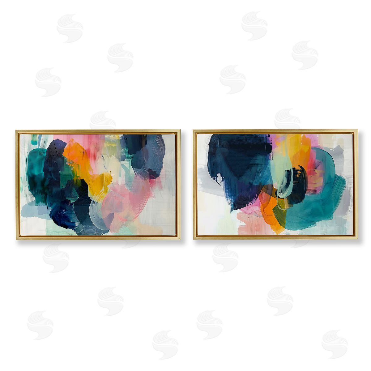 Irena Orlov Modern Restless Abstract Gold Floating Frame Canvas Wall Art Print