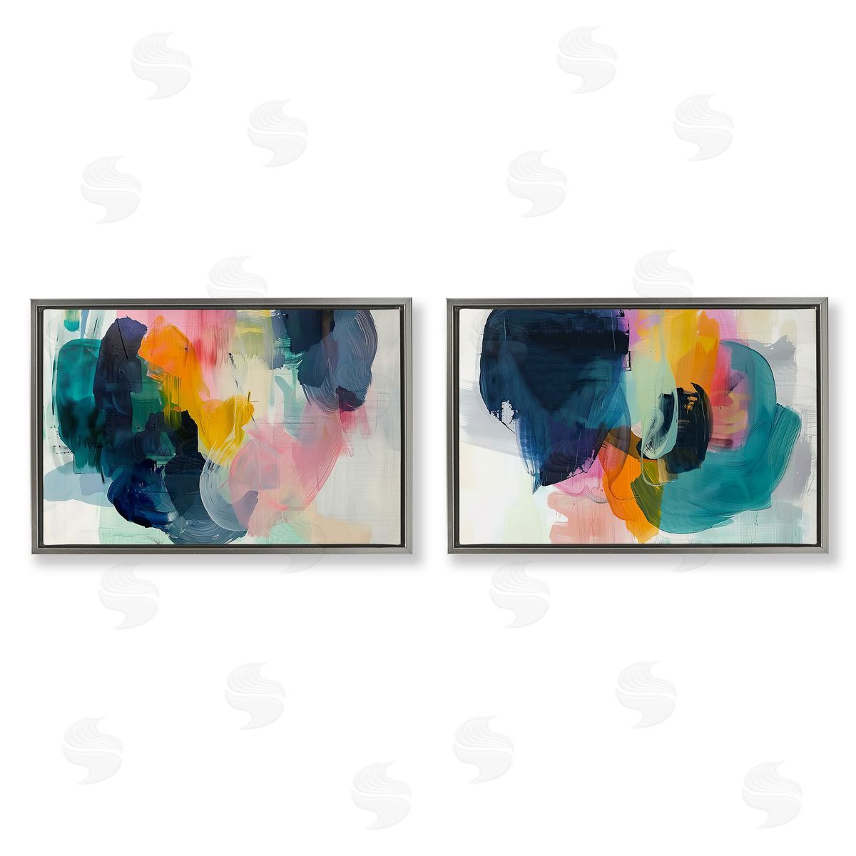 Irena Orlov Modern Restless Abstract Gray Floating Frame Canvas Wall Art Print