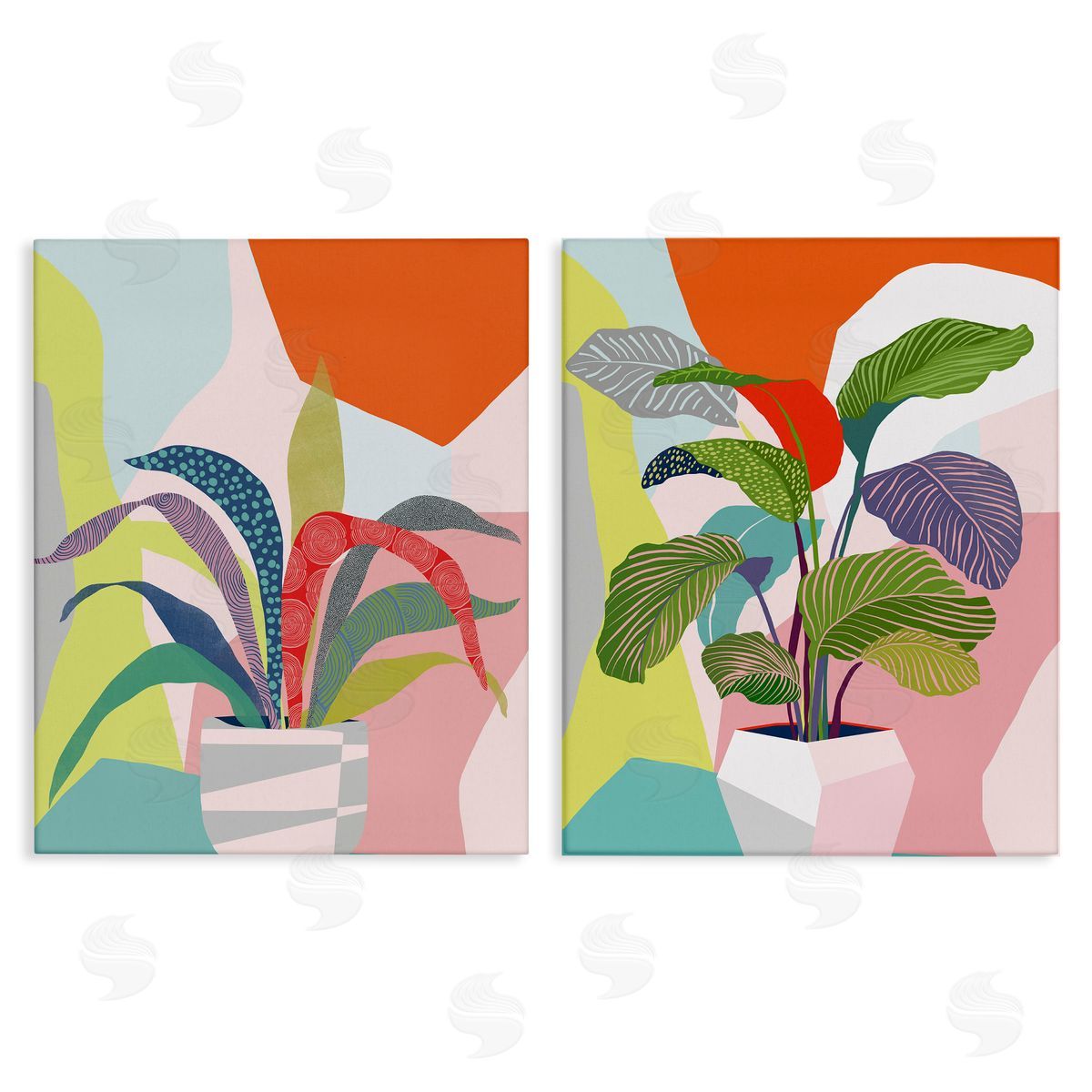 Ioana Horvat Lively Patterned Plant Leaves Canvas Wall Art Print