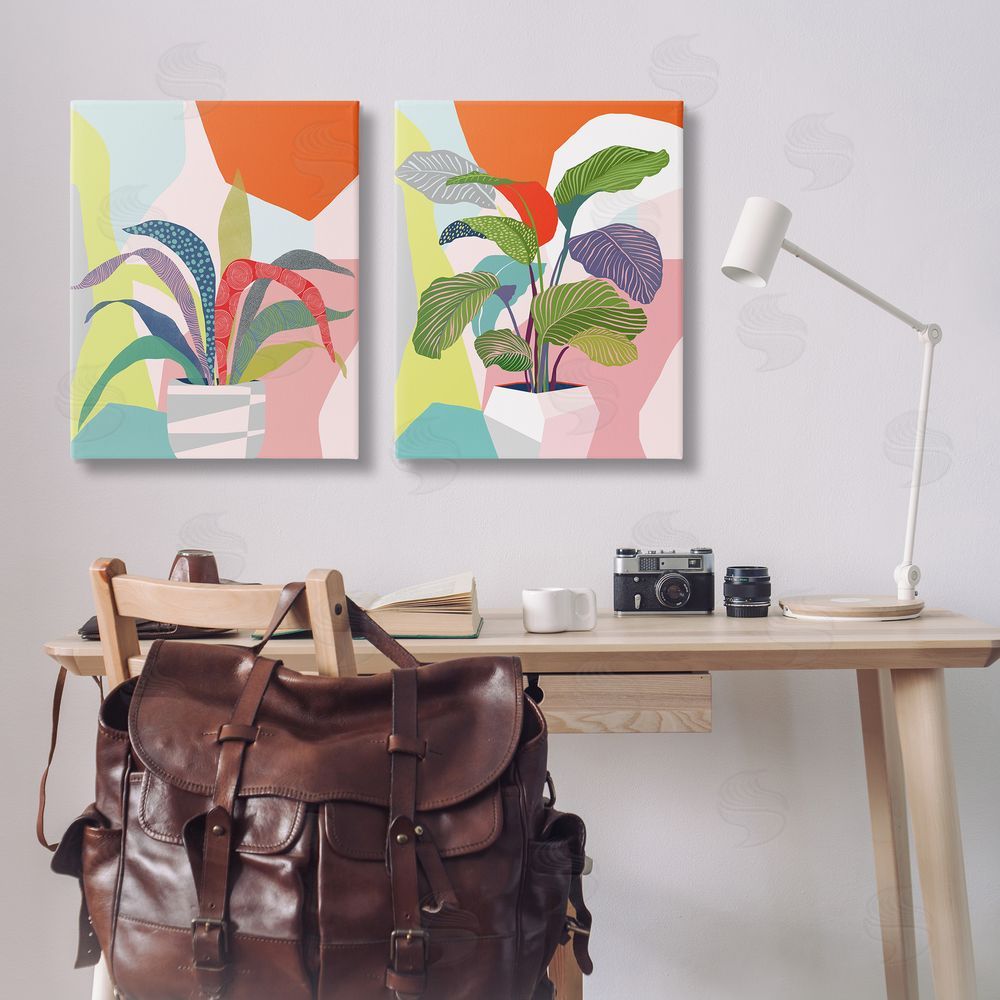 Ioana Horvat Lively Patterned Plant Leaves Canvas Wall Art Print in Room
