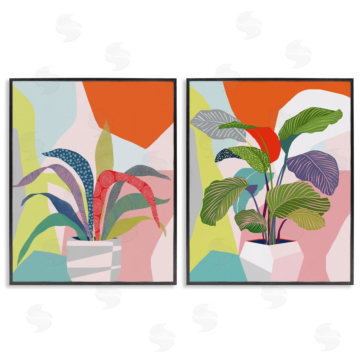 Ioana Horvat Lively Patterned Plant Leaves Black Framed Giclee Wall Art Print