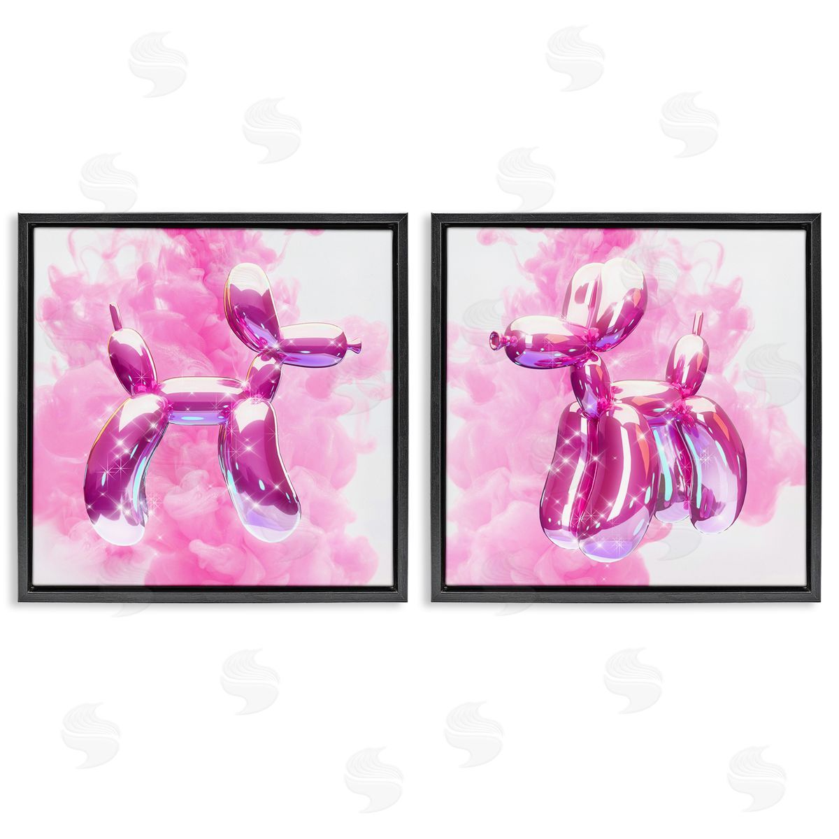 Ziwei Li Sparkle Balloon Dogs Black Floating Frame Canvas Wall Art Print