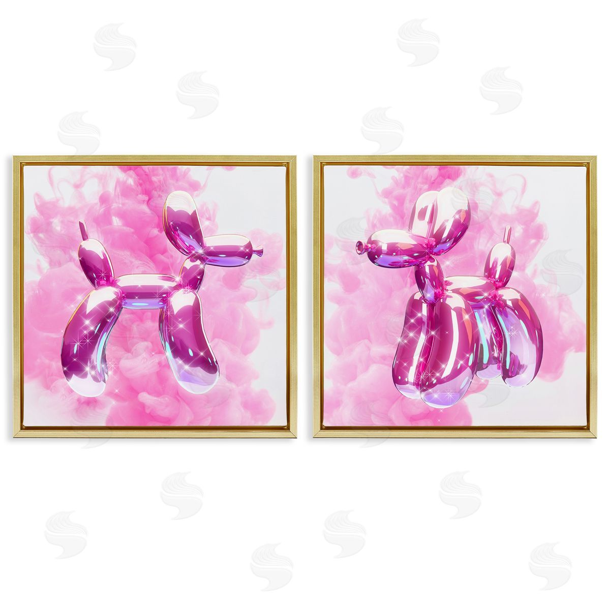 Ziwei Li Sparkle Balloon Dogs Gold Floating Frame Canvas Wall Art Print