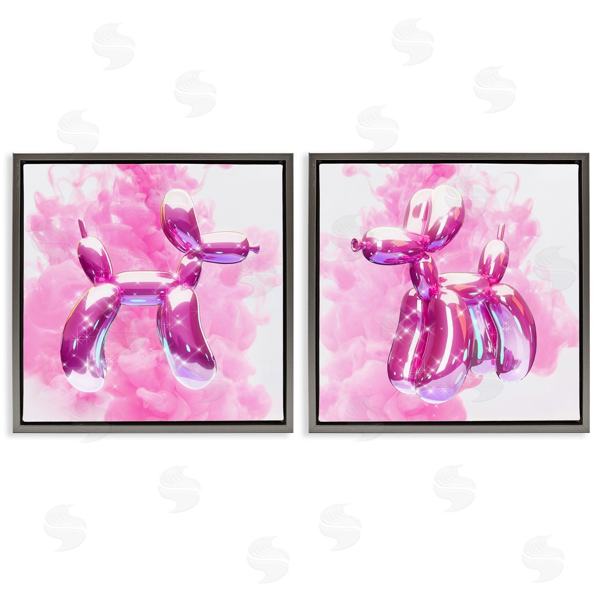 Ziwei Li Sparkle Balloon Dogs Gray Floating Frame Canvas Wall Art Print