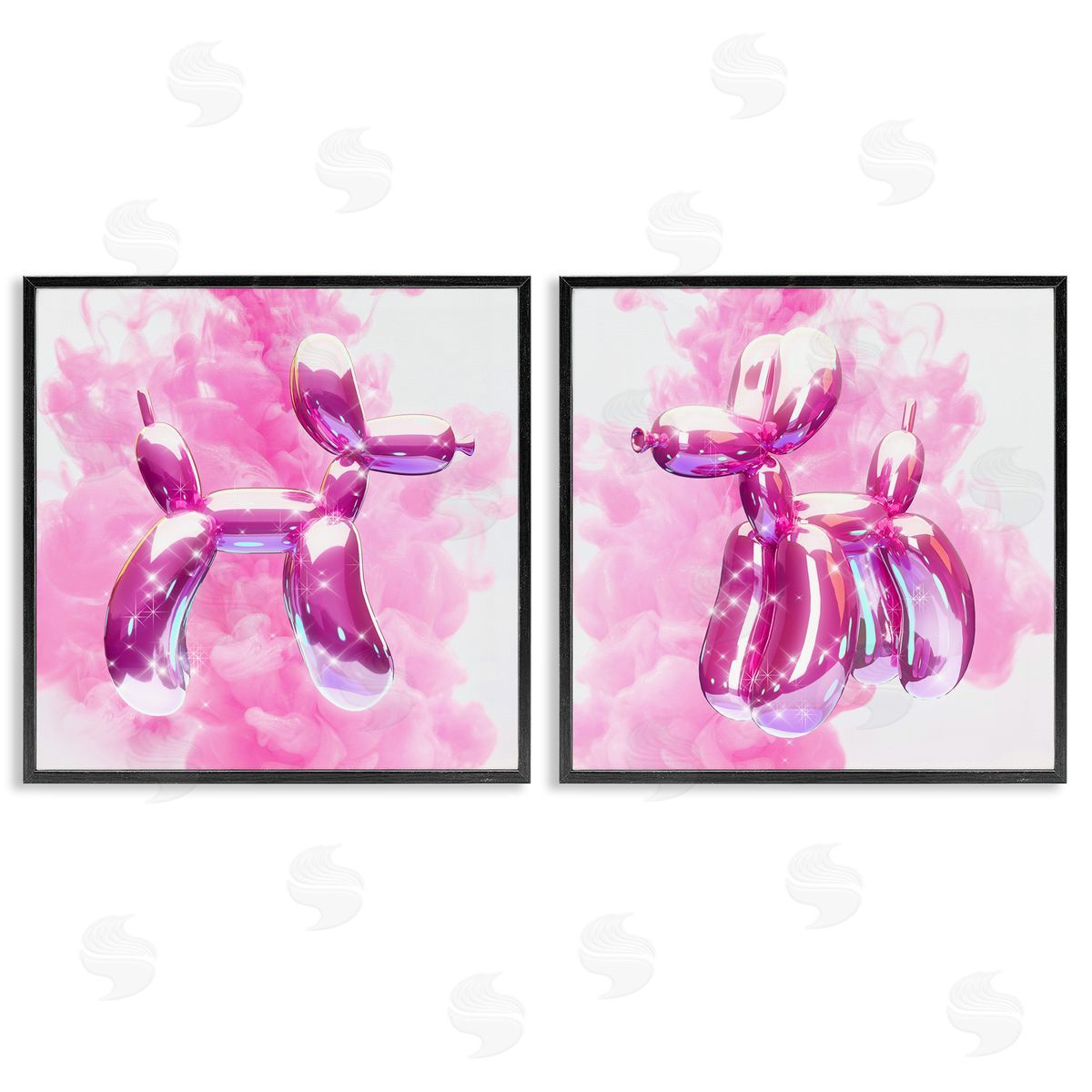 Ziwei Li Sparkle Balloon Dogs Black Framed Giclee Wall Art Print