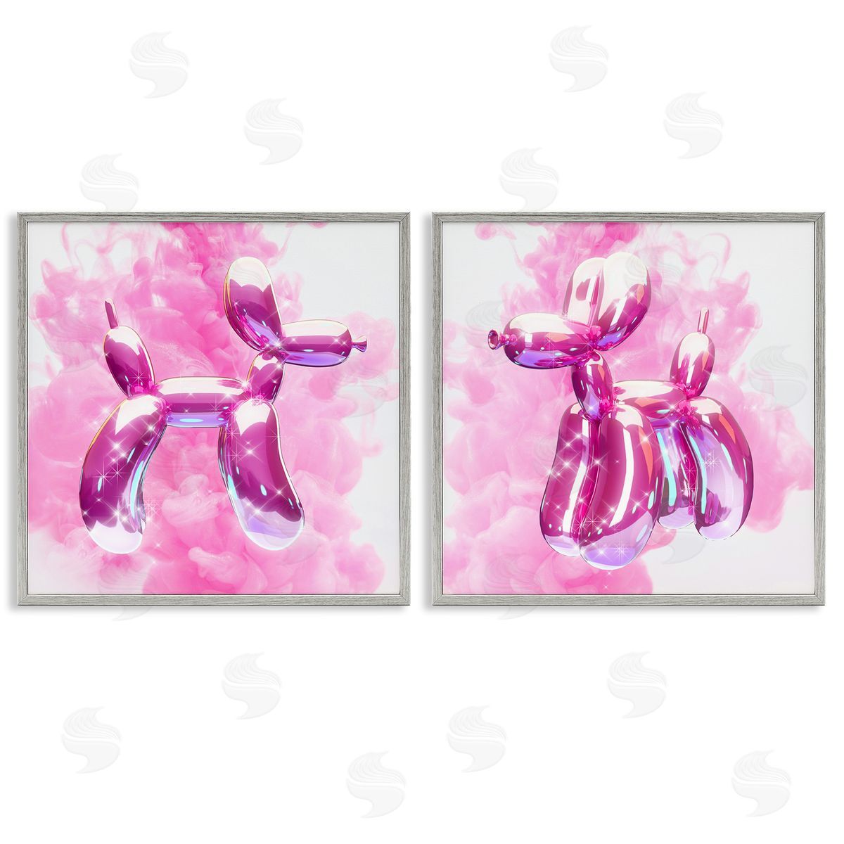 Ziwei Li Sparkle Balloon Dogs Gray Framed Giclee Wall Art Print