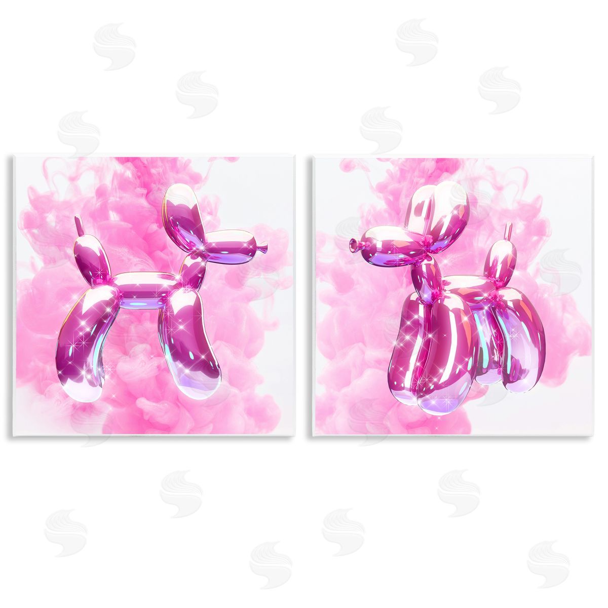 Ziwei Li Sparkle Balloon Dogs Wooden Wall Plaque Art Print