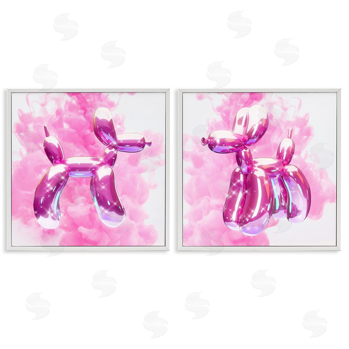 Ziwei Li Sparkle Balloon Dogs White Framed Giclee Wall Art Print