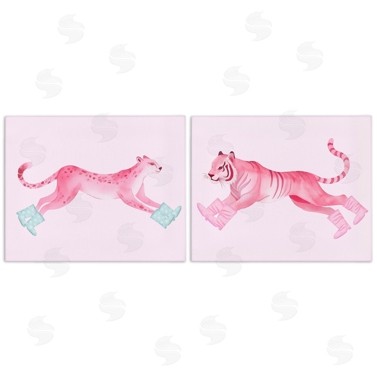 Stupell Studio Sprinting Jungle Animals in Boots Canvas Wall Art Print