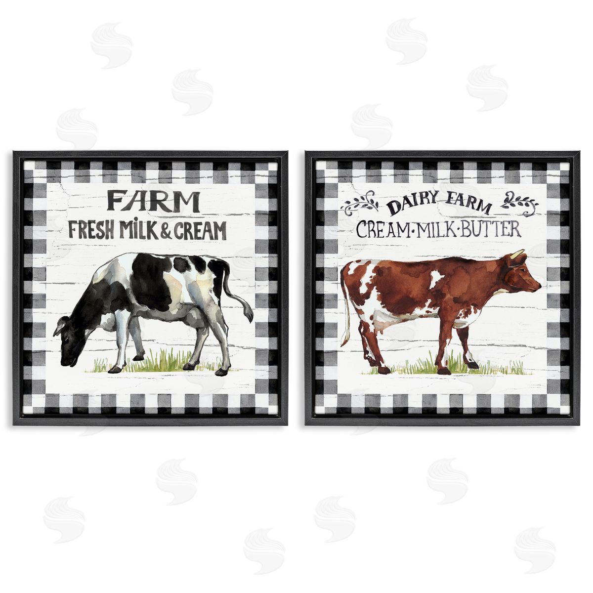 Elena Vladykina Spring Farm Dairy Cows Black Floating Frame Canvas Wall Art Print