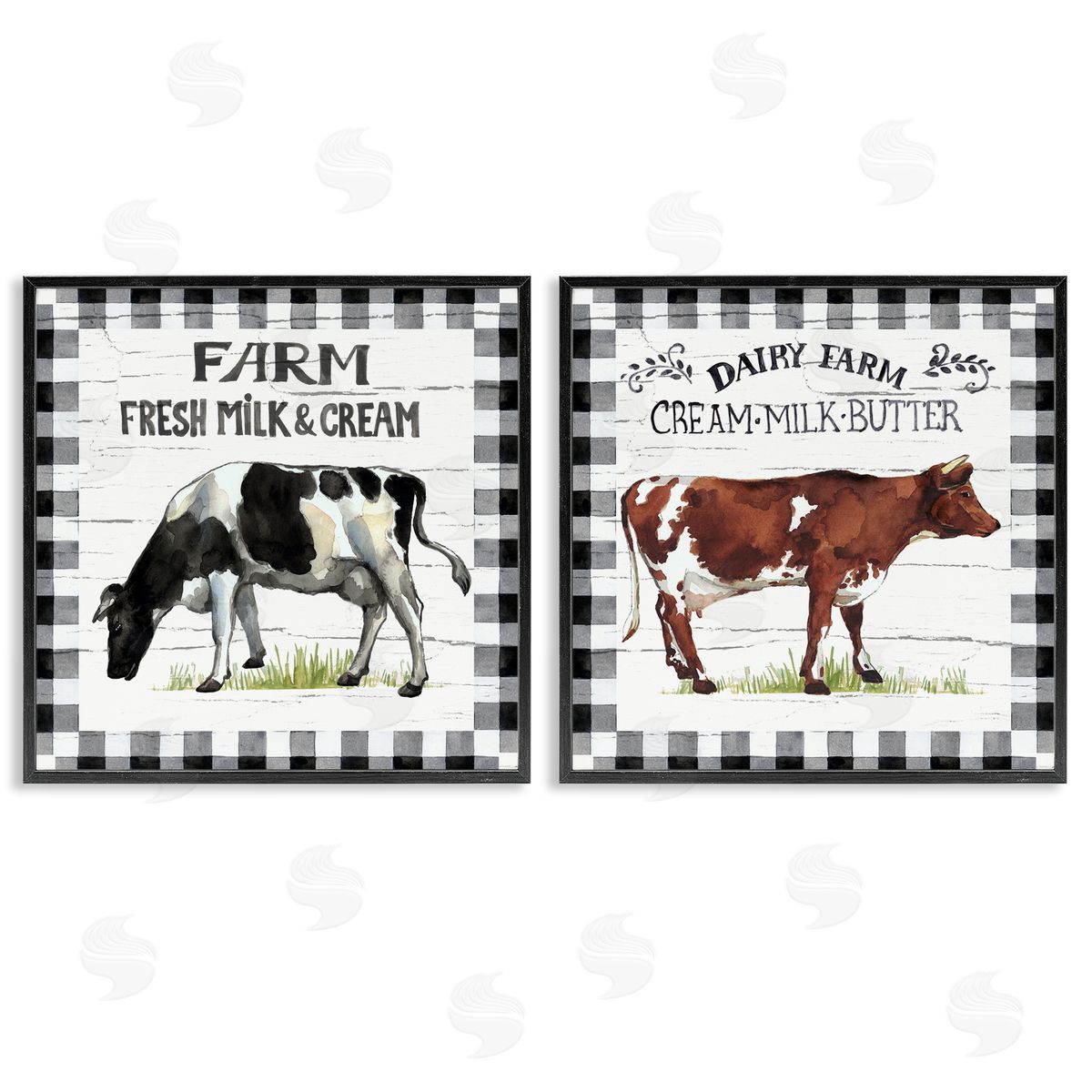Elena Vladykina Spring Farm Dairy Cows Black Framed Giclee Wall Art Print