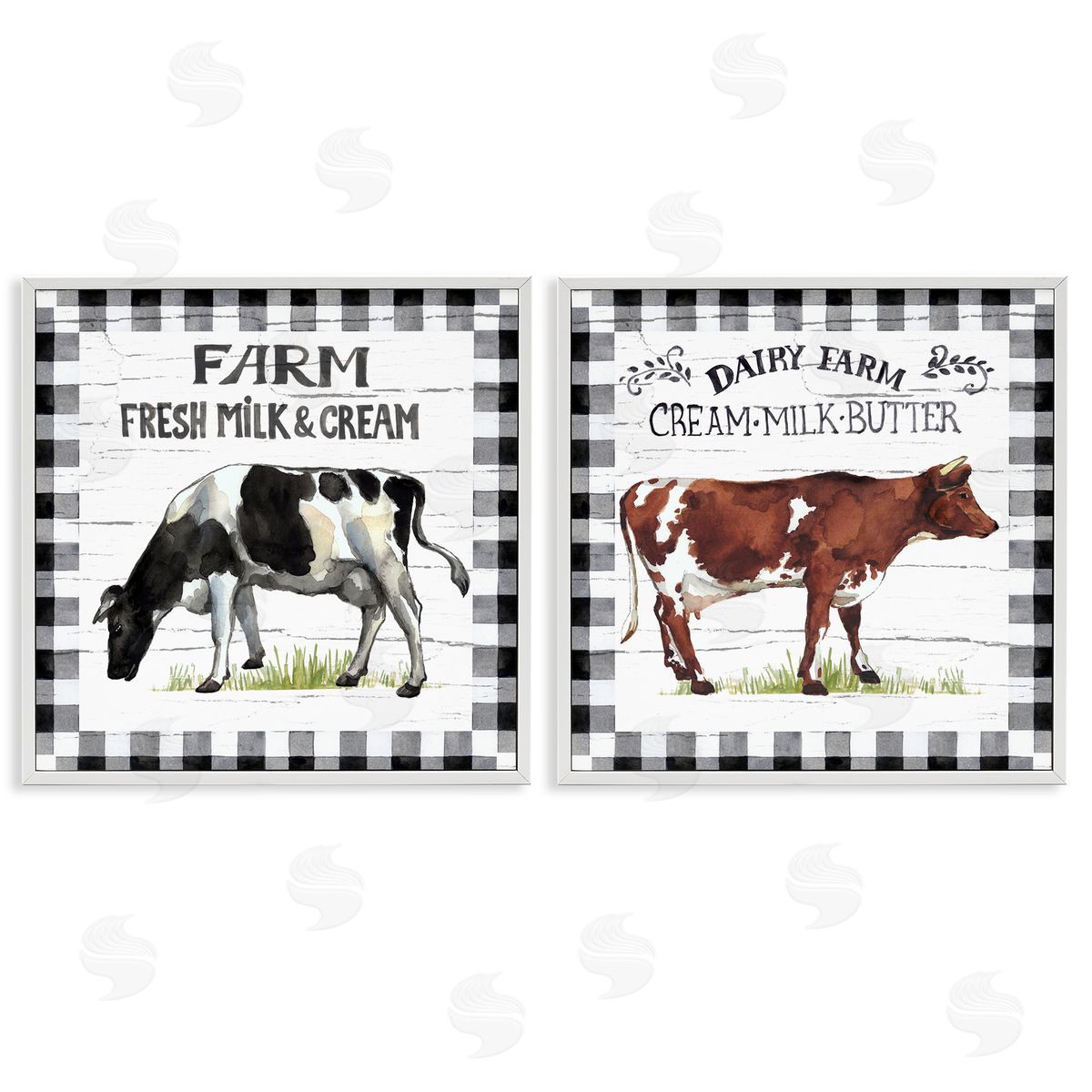 Elena Vladykina Spring Farm Dairy Cows White Framed Giclee Wall Art Print
