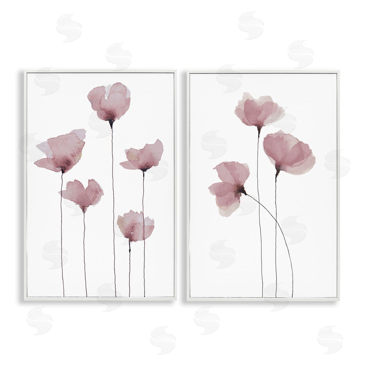 Krinlox Poppies Standing Tall White Framed Giclee Wall Art Print