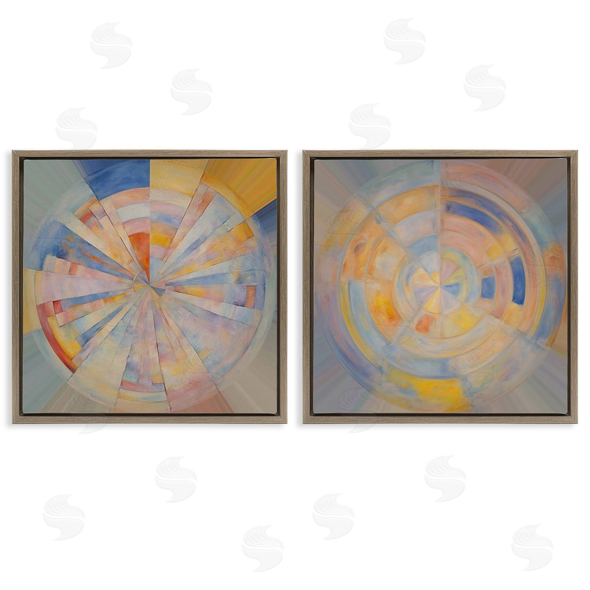 Noah Bay Centric Circle Geometrics Brown Floating Frame Canvas Wall Art Print