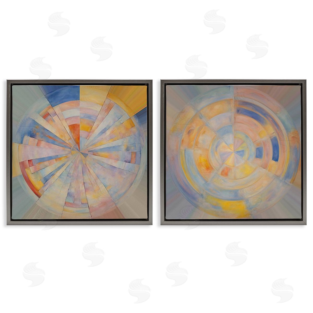 Noah Bay Centric Circle Geometrics Gray Floating Frame Canvas Wall Art Print