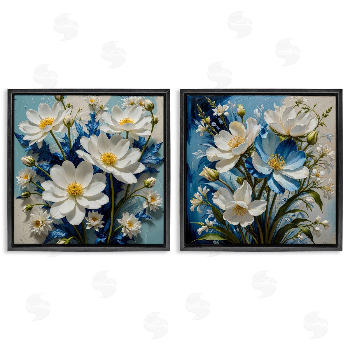 Yuri Khrushch Bold Floral Bunches Black Floating Frame Canvas Wall Art Print