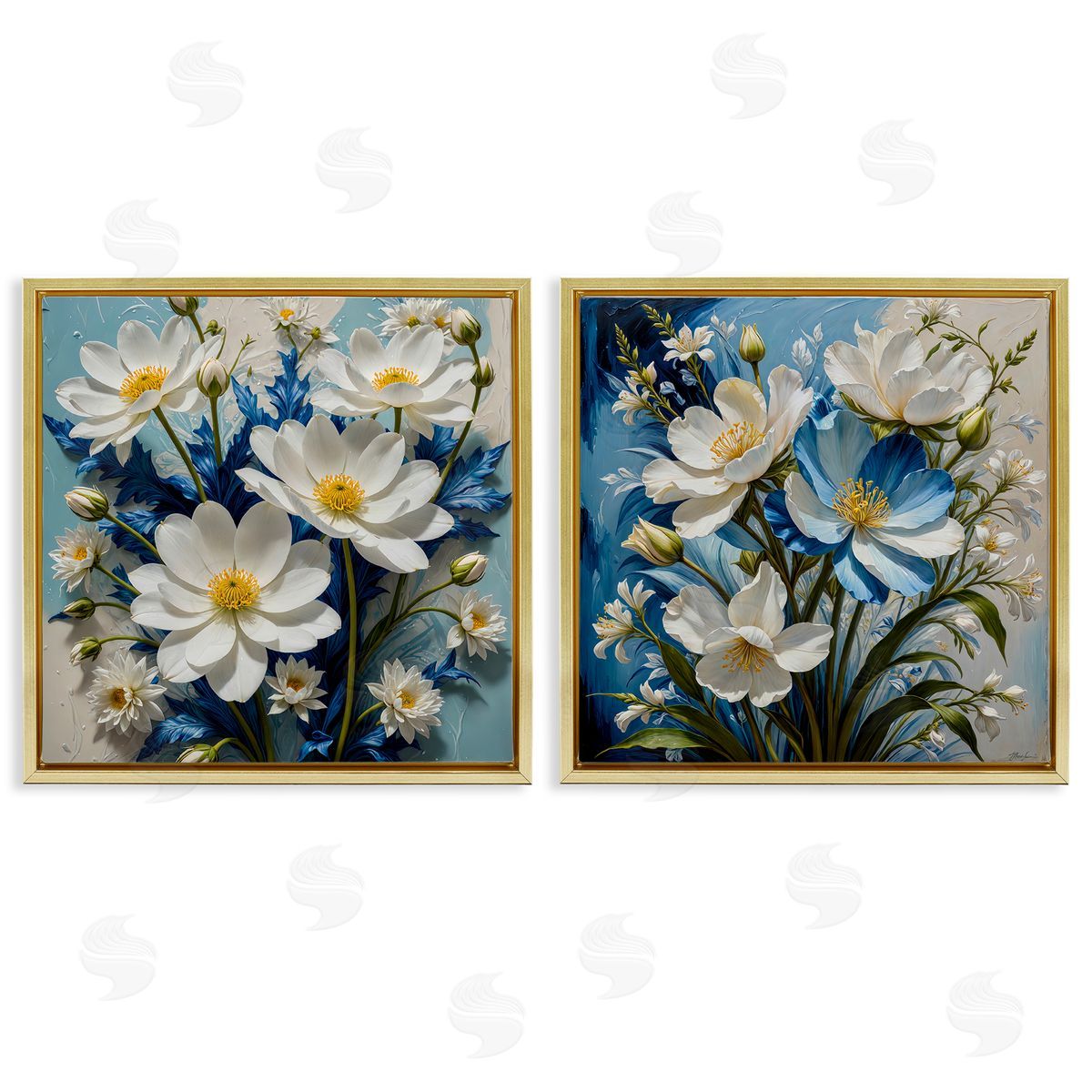 Yuri Khrushch Bold Floral Bunches Gold Floating Frame Canvas Wall Art Print