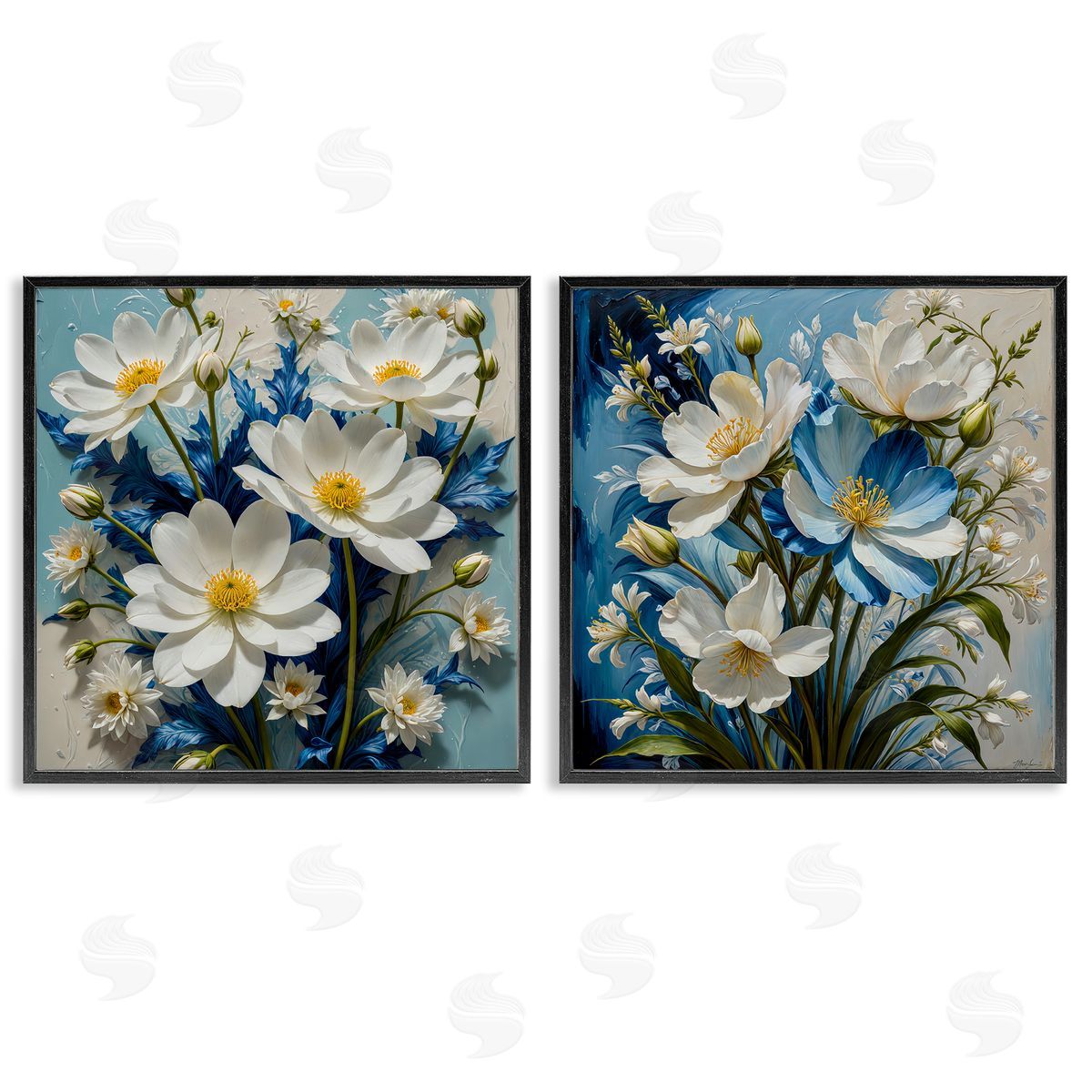 Yuri Khrushch Bold Floral Bunches Black Framed Giclee Wall Art Print